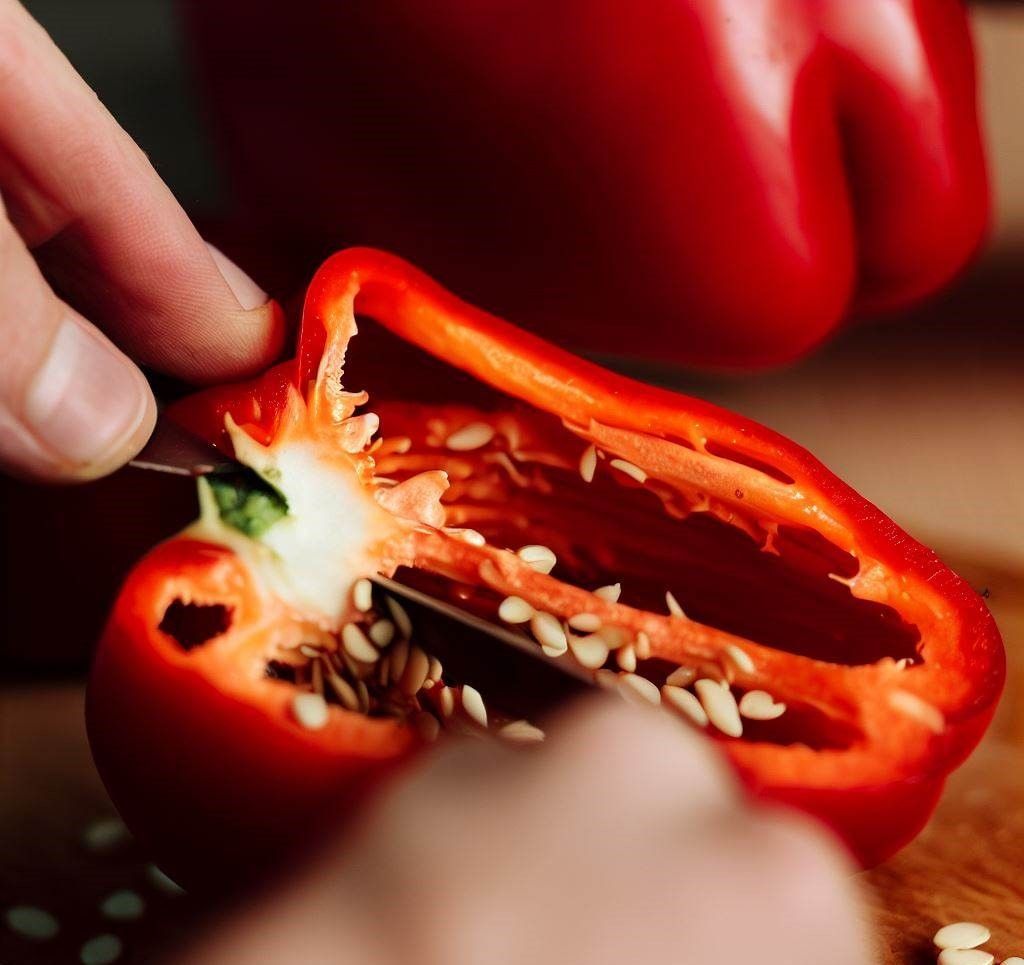 Pimiento por la mitad